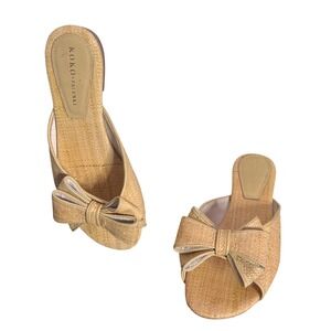 Koko Palenki Bow Raffia Sandals Resort Wear Slip On Flats Womens 7.5 Vacation